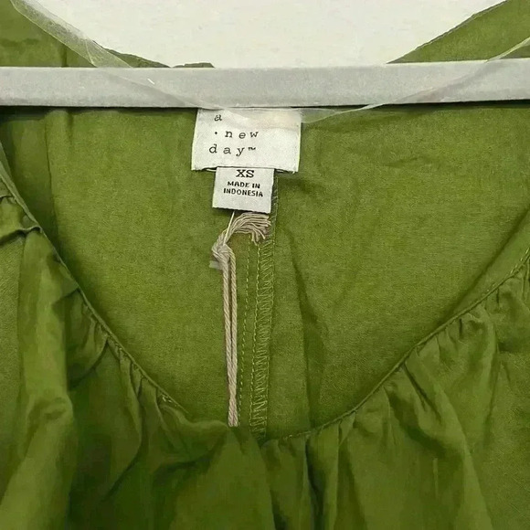 A NEW DAY-Mini Green Ruffle Dress Women's SZ XS Multi Tiered Short Sleeve NWT - Picture 5 of 15